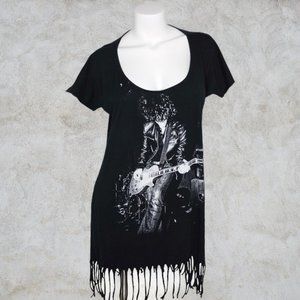 Volcom Black T-Shirt Fringe Dress Featured Artist Series Gary Copeland Guitar